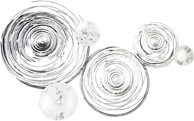 GILDE Wanddekoobjekt »Wandrelief Circles, weiss/silber« aus Metall, dekorativ im Esszimmer & Wohnzimmer