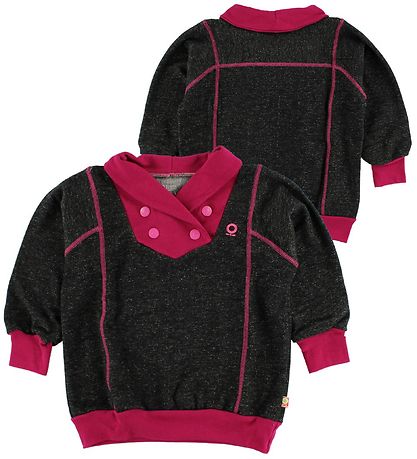 Katvig Sweatshirt - Sortmeleret m. MørkPink