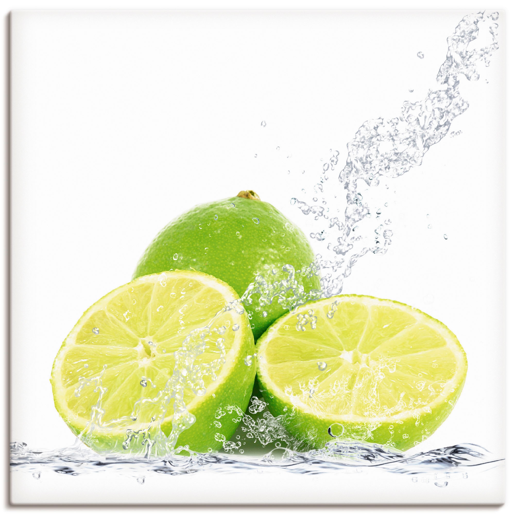 Artland Leinwandbild »Limette mit Spritzwasser« Lebensmittel 1 Stk. tlg. als Leinwandbild, Poster, Wandaufkleber in verschied. Grössen