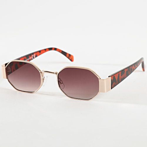 Lunettes De Soleil Doré Marron Fauve Dégradé