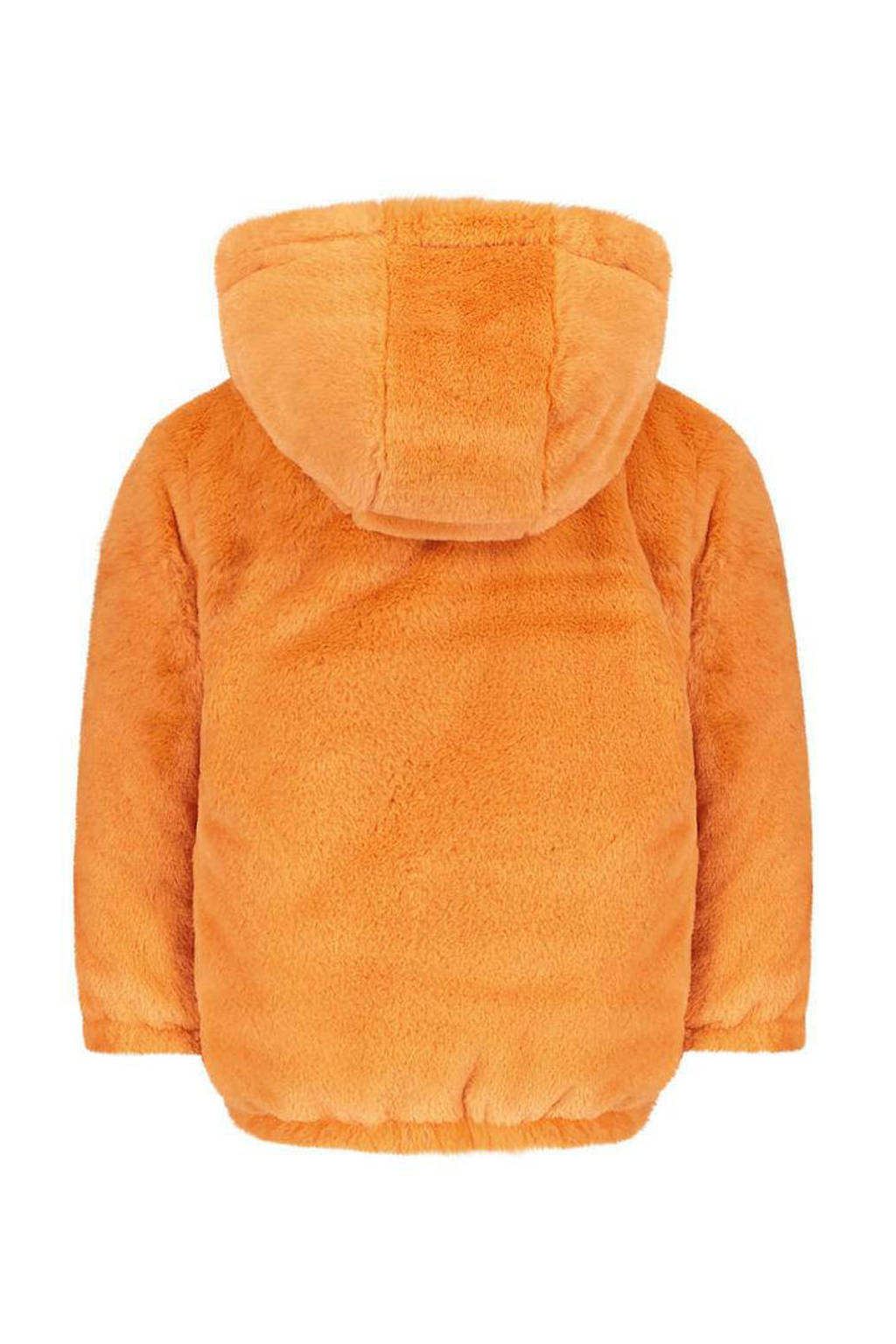 Like Flo reversible winterjas met imitatiebont oranje/metallic roze