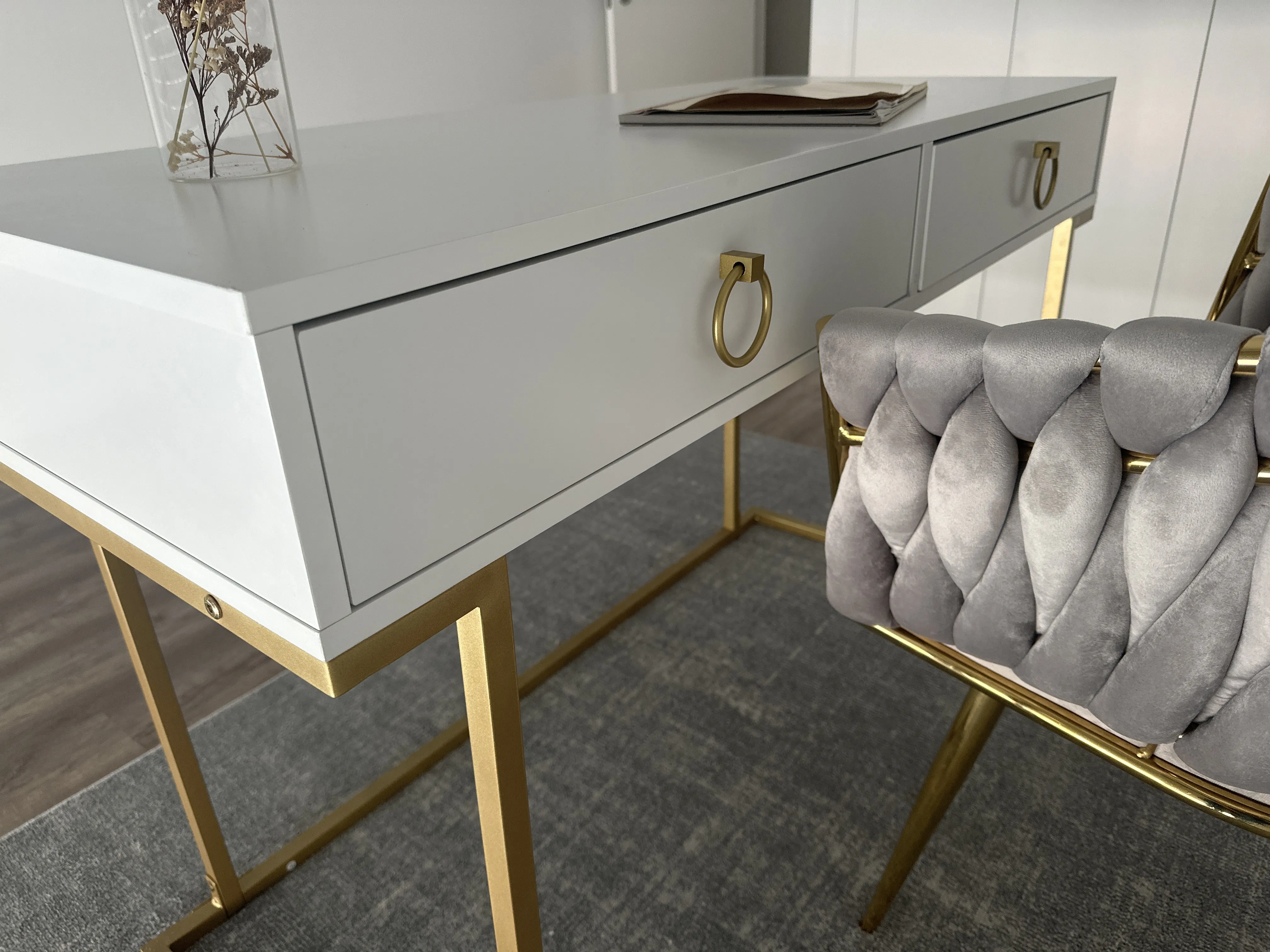 Sidetable WESTPORT Wit/goud 115 cm 50 cm met lades
