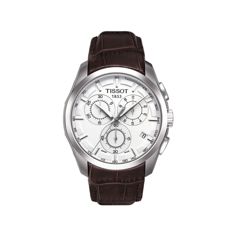 Montre Tissot homme chrono bracelet cuir marron