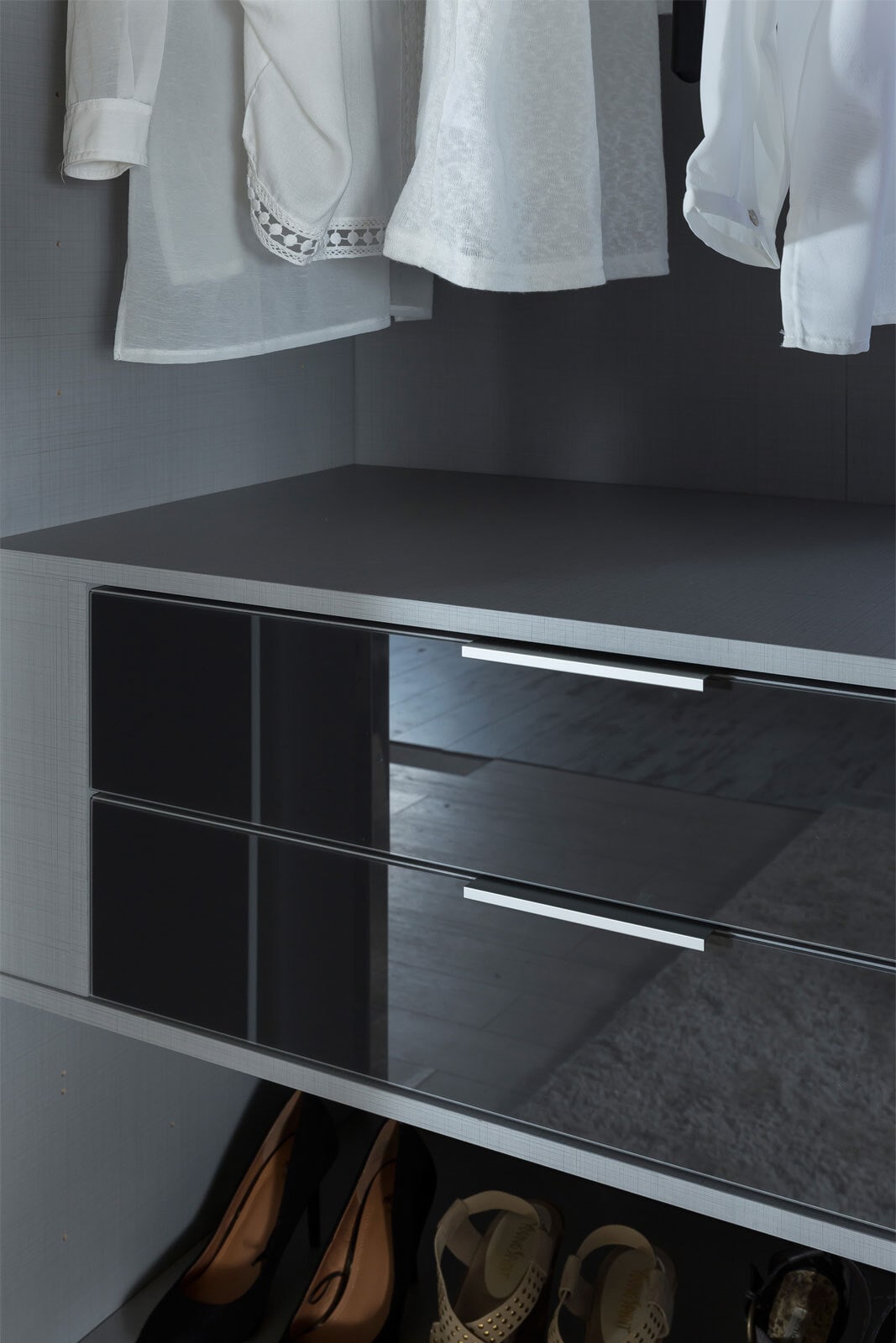 Schubkasteneinsatz Linegrey/Glas schwarz für Fachbreite 100 cm