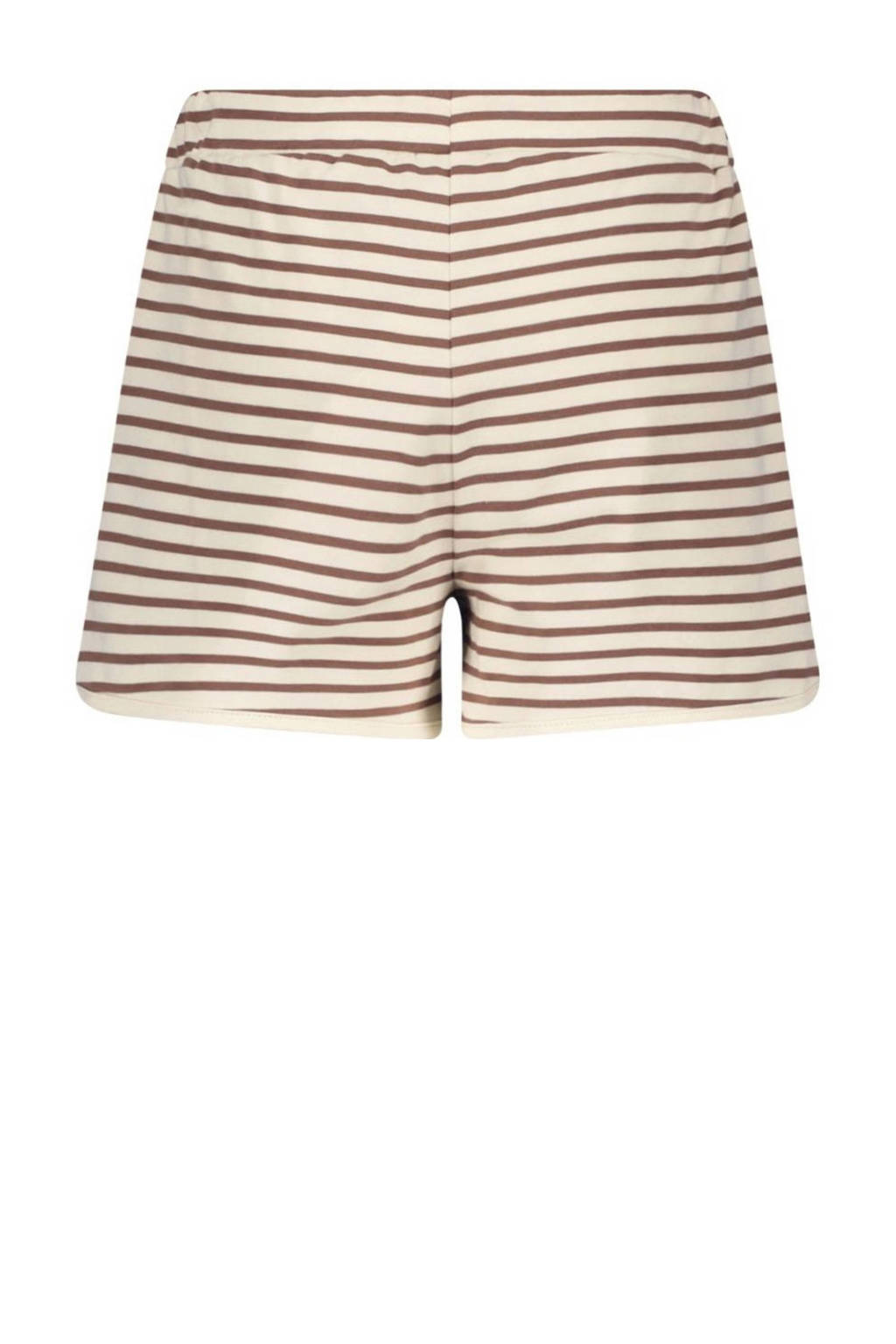 Like Flo gestreepte loose fit casual short bruin/ecru