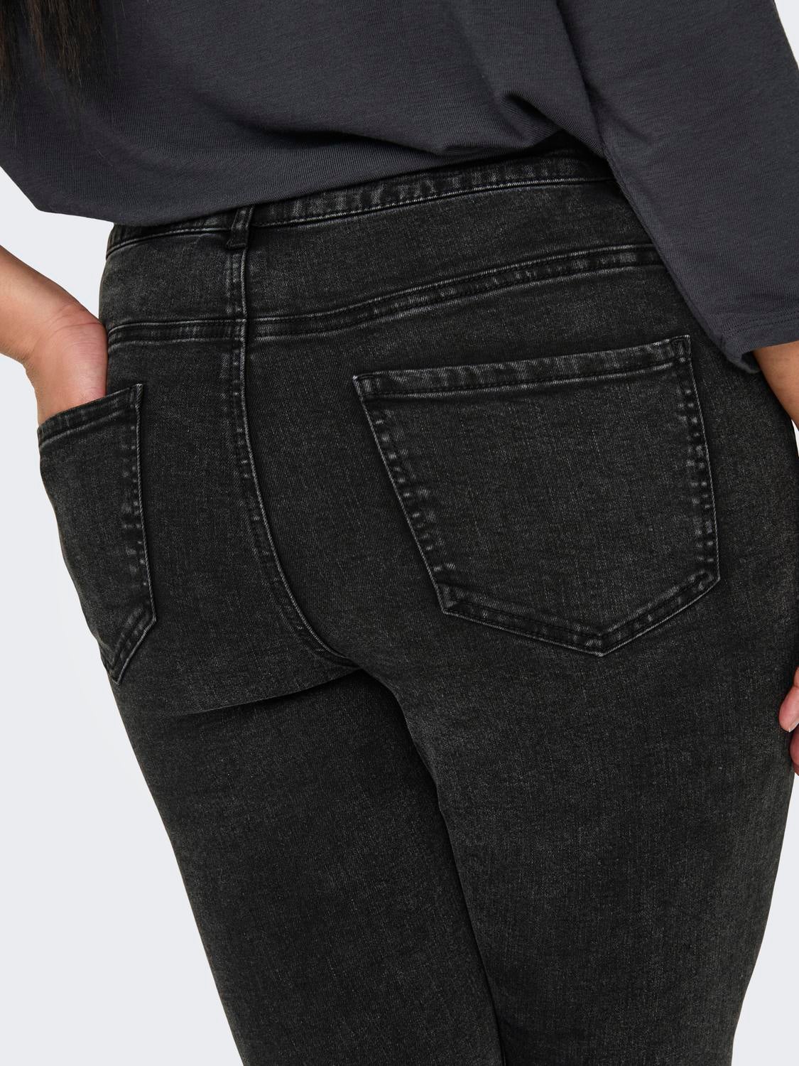 CARROSE Hohe Taille Skinny Fit Jeans Washed Black