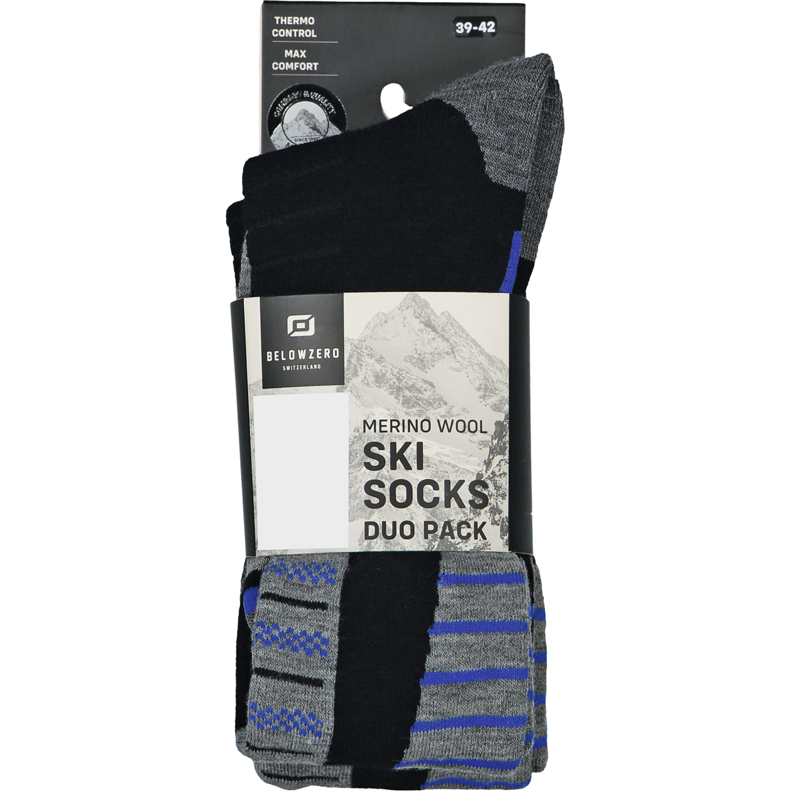 Belowzero Unisex-Skisocken Merino 2er-Pack 39-42, blau