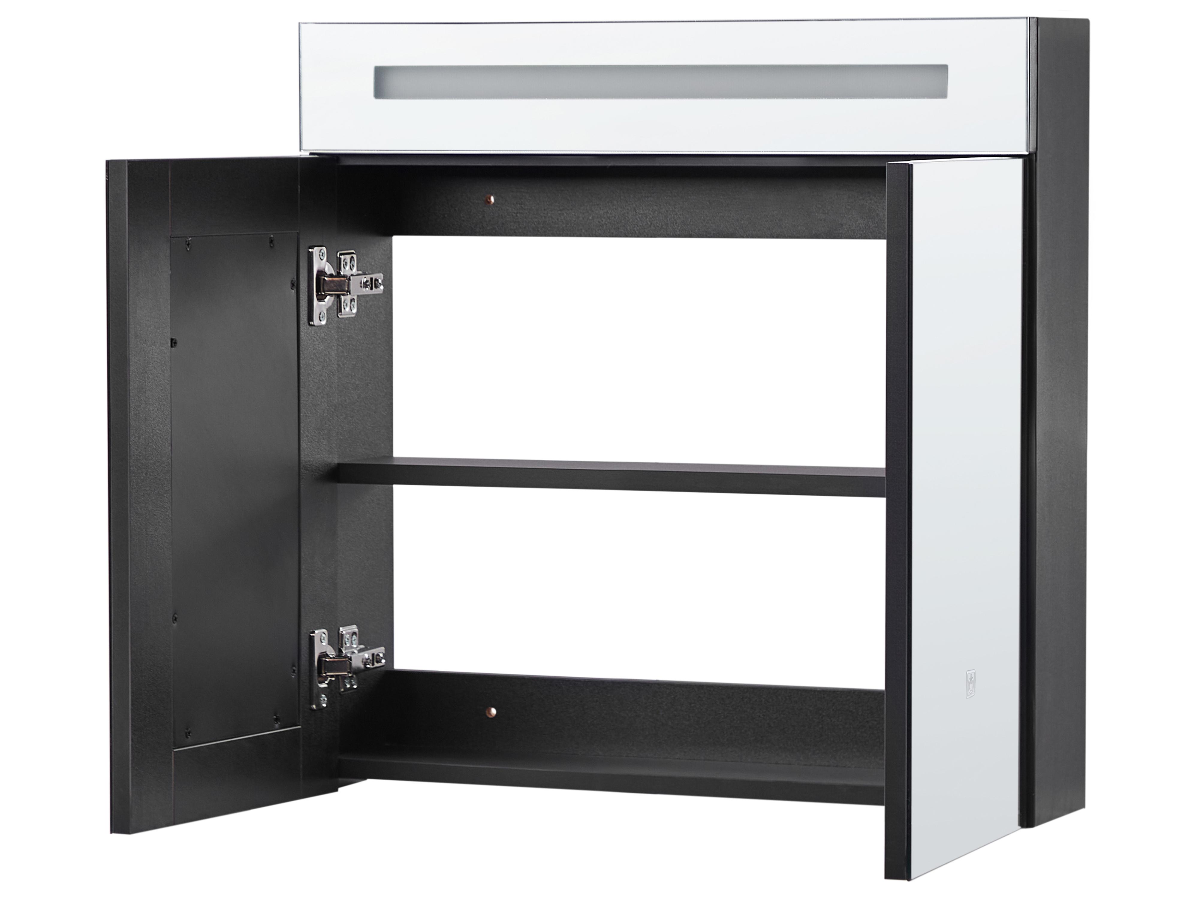 Badkamer wandkast met spiegel LED JARAMILLO 60 cm 60 cm Zwart