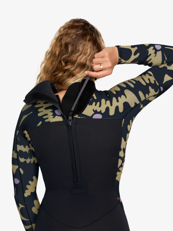 4/3mm Swell Natural Combinaison de surf back zip Noir Femme