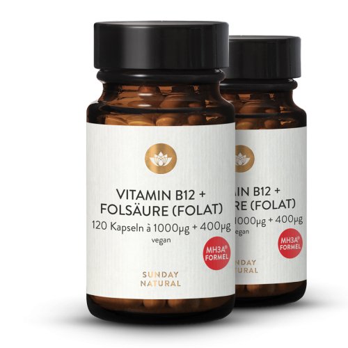 Sunday Natural Products  Vitamin B12 Mh3a ®+ Quatrefolic ® 1000µg + 400µg