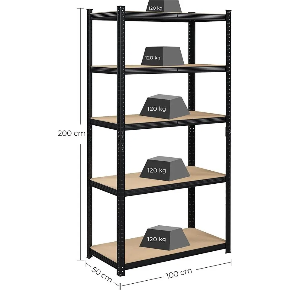 Bobbel Home - Stellingkast -Verstelbare planken - 200x100x50cm - 875 kg - Zwart