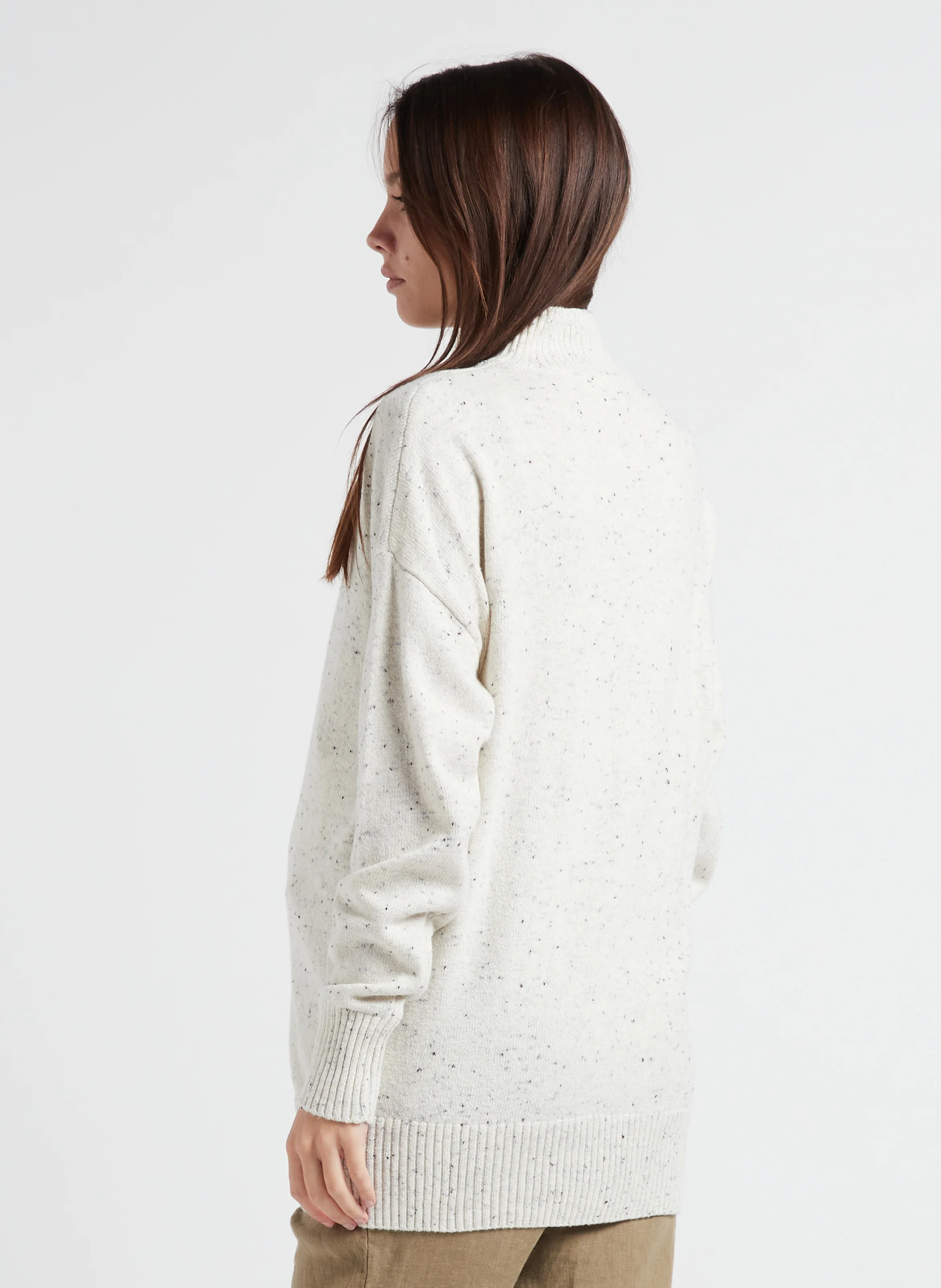 MERLE - Pull col montant en coton | Gris