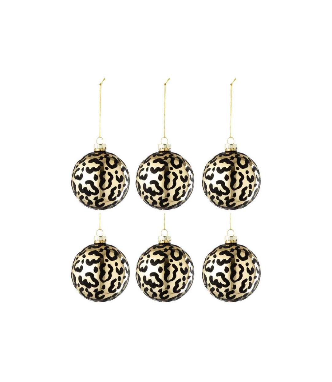 Paris Prix - Lot De 6 Boules De Noël léopard 8cm Or & Noir