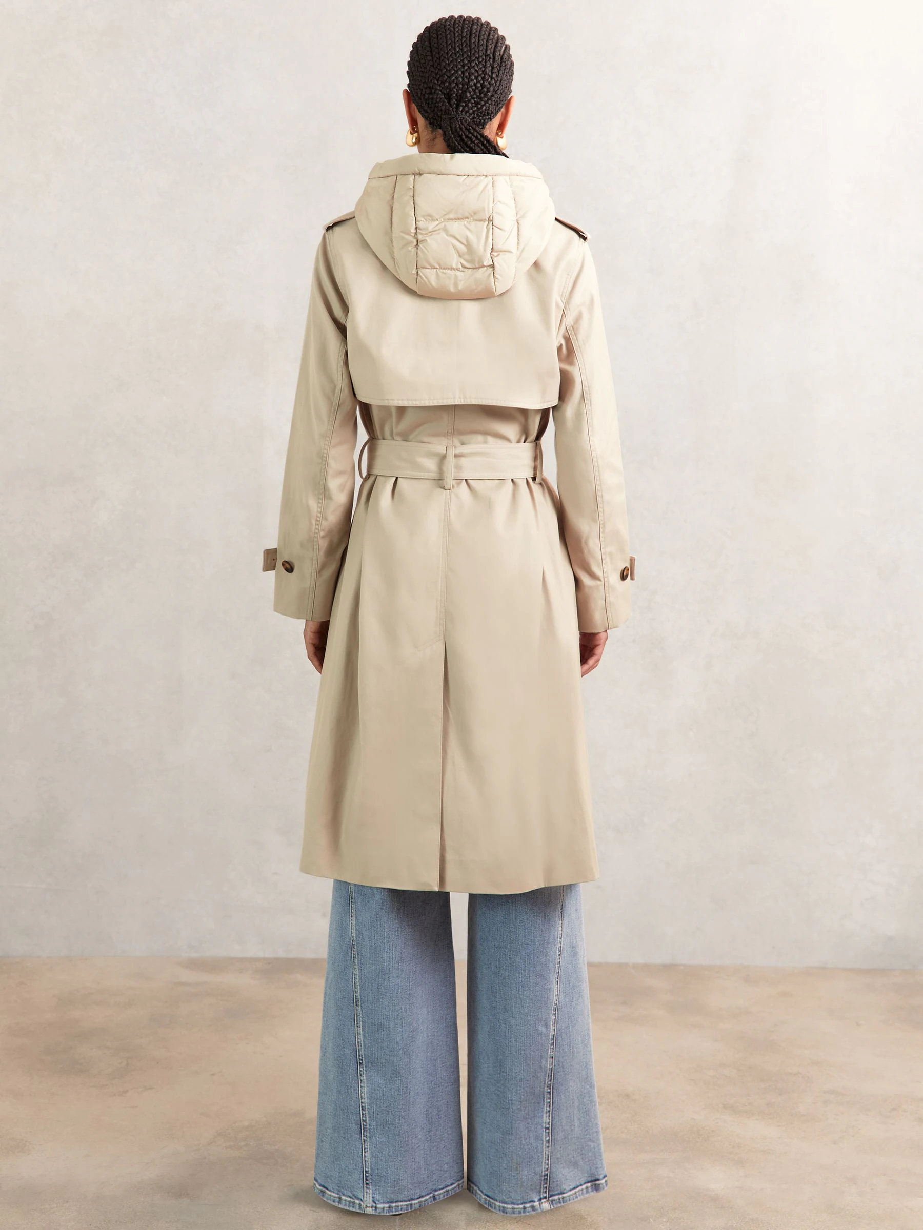 Pastelgeel - Reiss trenchcoat Double breasted Met capuchon