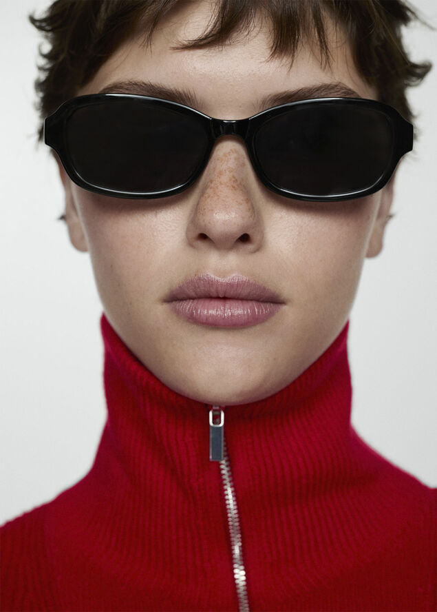 MANGO Zip neck jumper Red