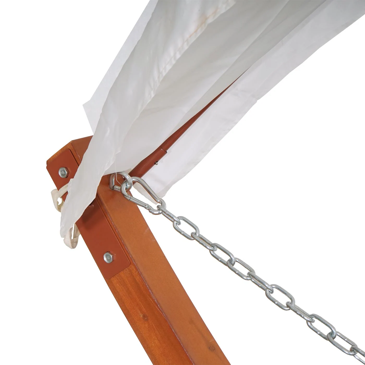 Hängematte MCW-J47, Hängeschaukel bis 200kg Sonnendach MVG-Holzgestell 420cm 2 Personen ~ braun, grau