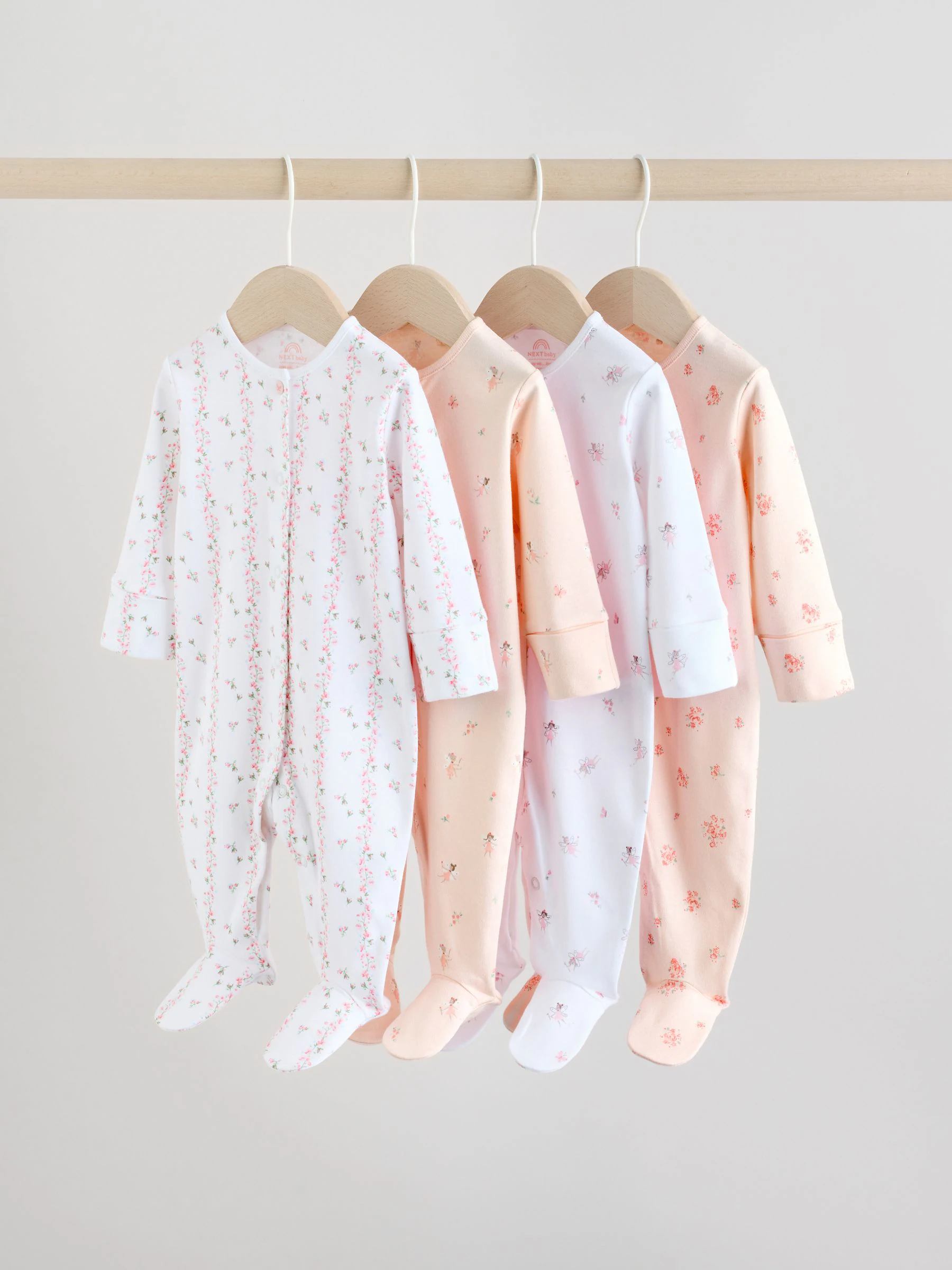 Wit/roze - Babypyjama (0-2jr)