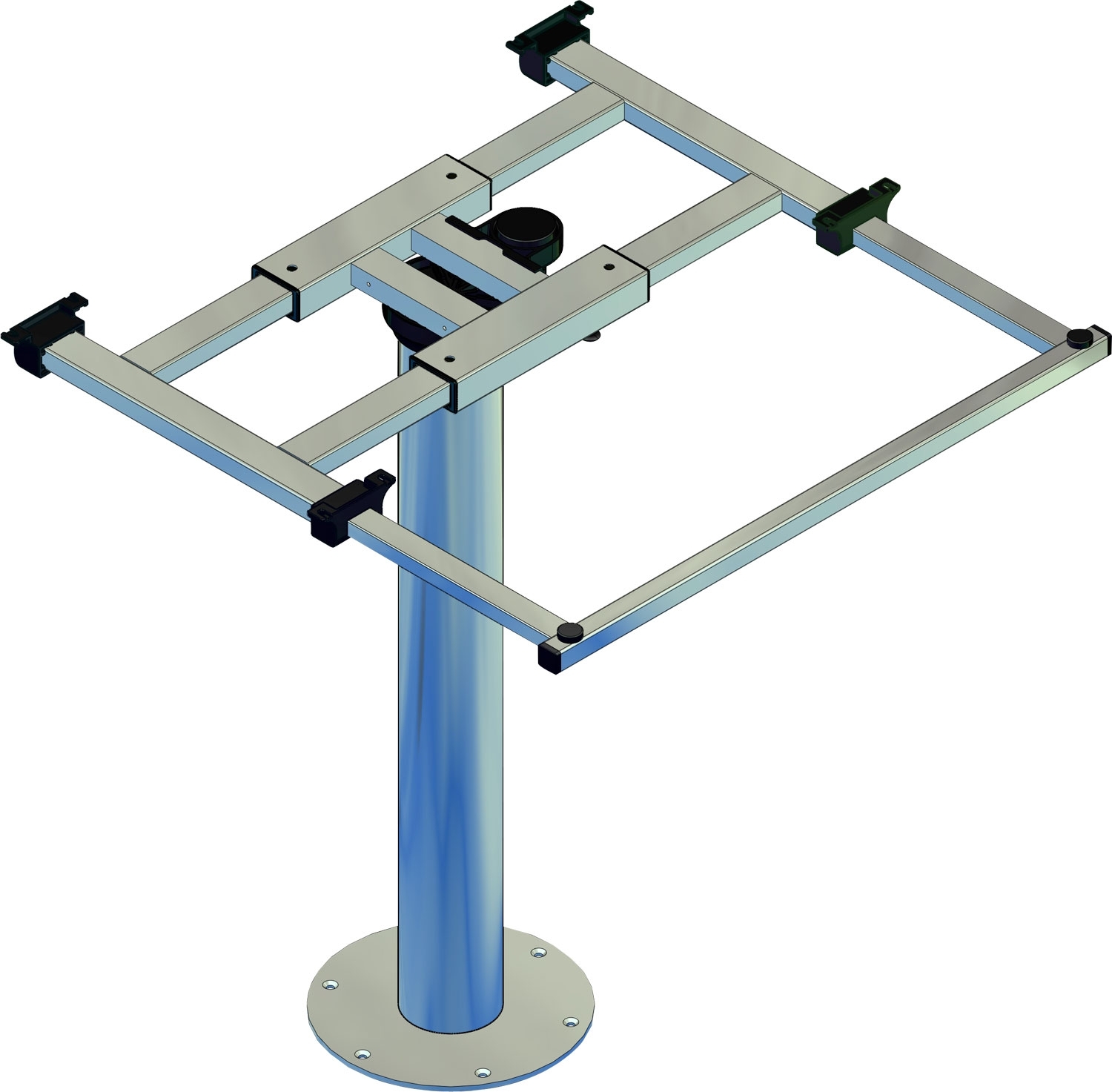 Tischsäule mit Verdrehung und Verschiebung H700mm Alu