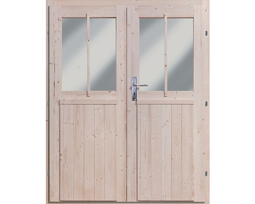 Dubbele deur voor tuinhuisje, 19 mm, Karibu Wandlitz, 164x180,5 cm, naturel