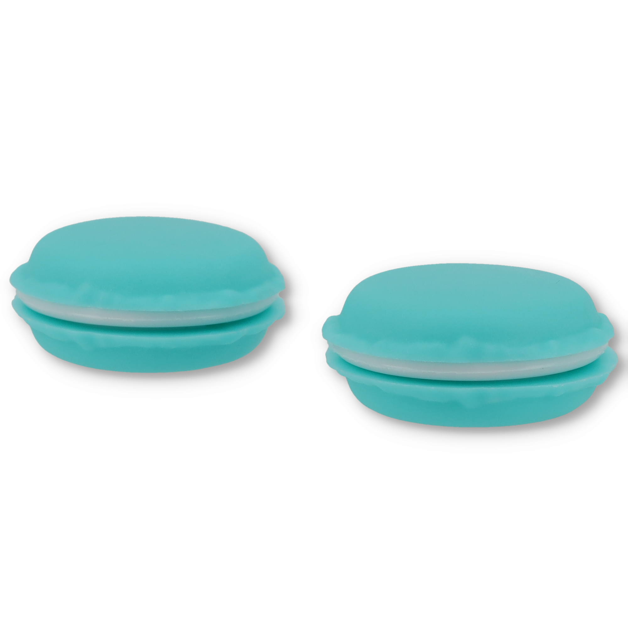 (2er Set) Mini Medikamenten Dosierer Macaron Dosett Tablettenbox Supplements Pillendose Tablettenspender - Türkis