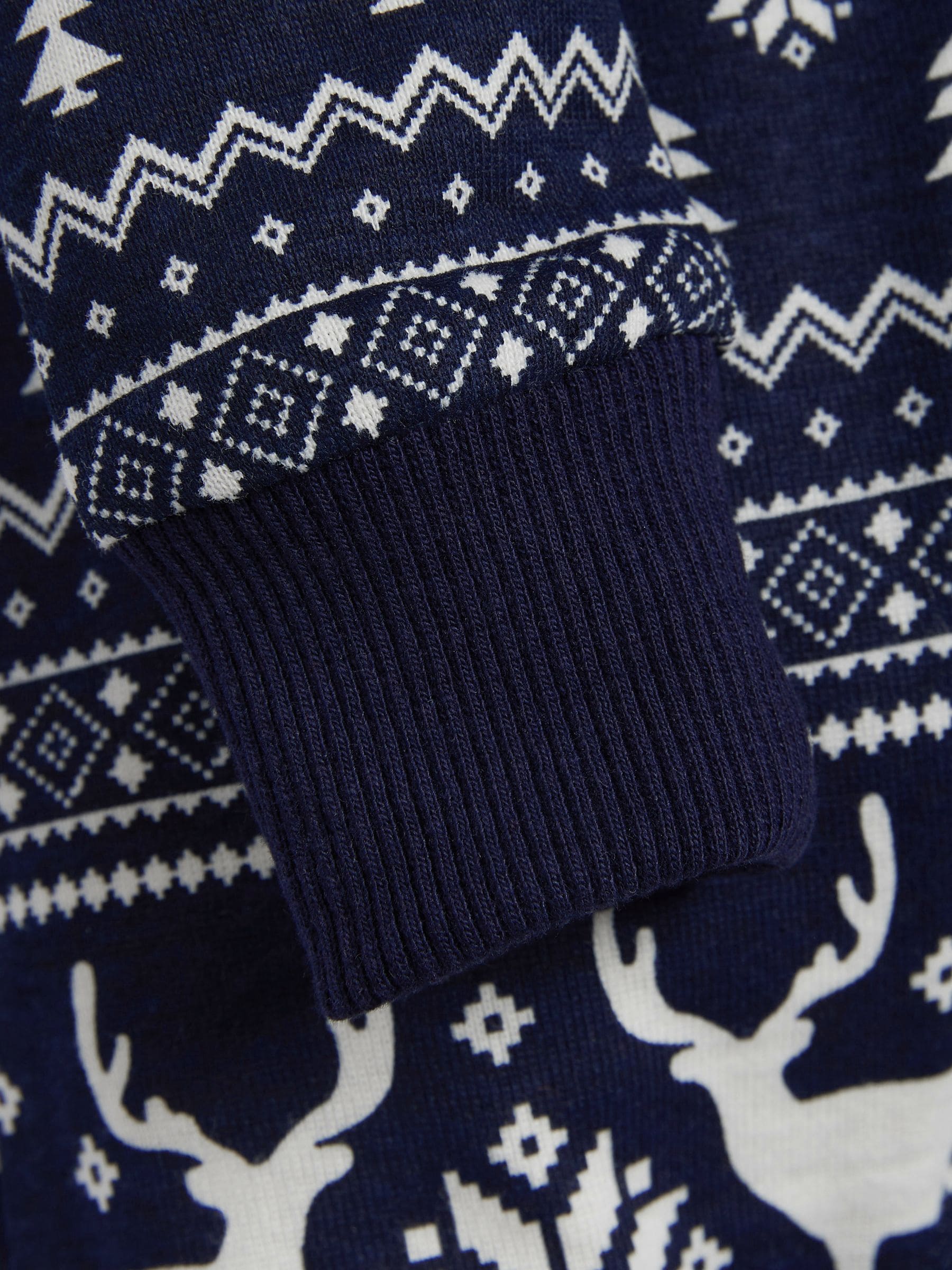 Blauw - The Little Tailor - Baby-onesie van 100% katoen met rendier - kerst - fair isle-patroon