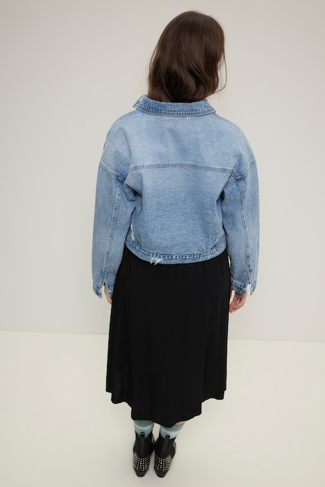 Jeansjacke, oversized, Hemdkragen, Brusttaschen