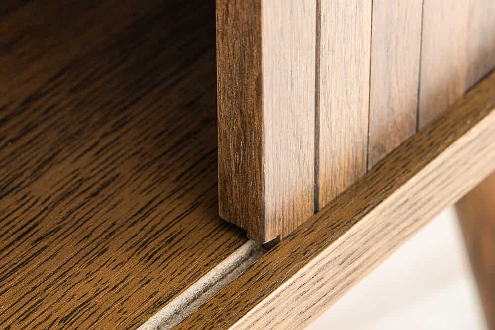 Retro Highboard VALHALLA WOOD 120cm smoke Eichenholz Schiebetüren