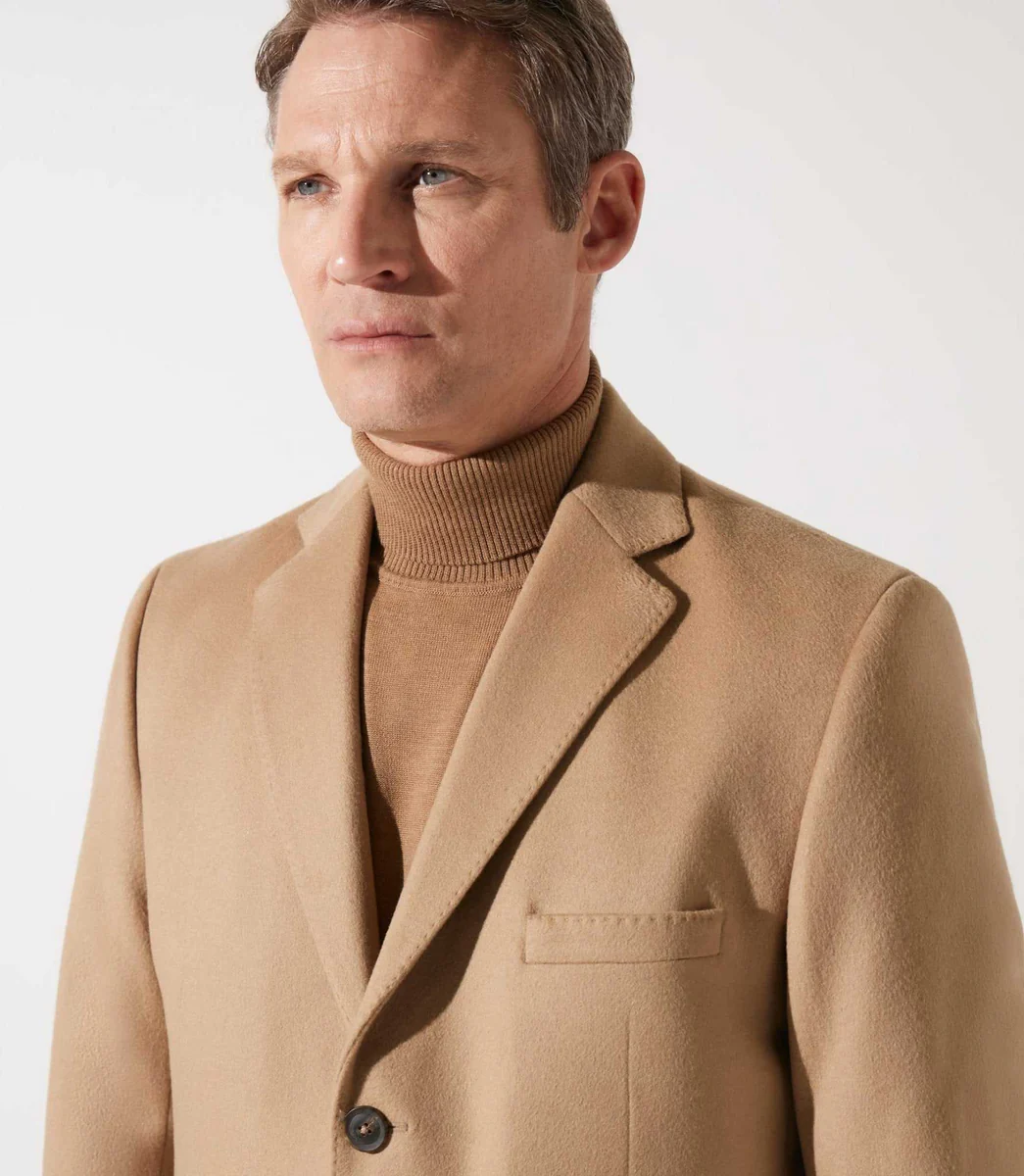 Manteau en laine cachemire camel INDALECIO