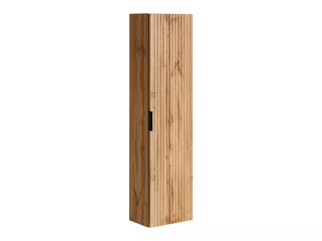 Colonne de salle de bain suspendue striée - Naturel clair - H140 cm - ZEVARA