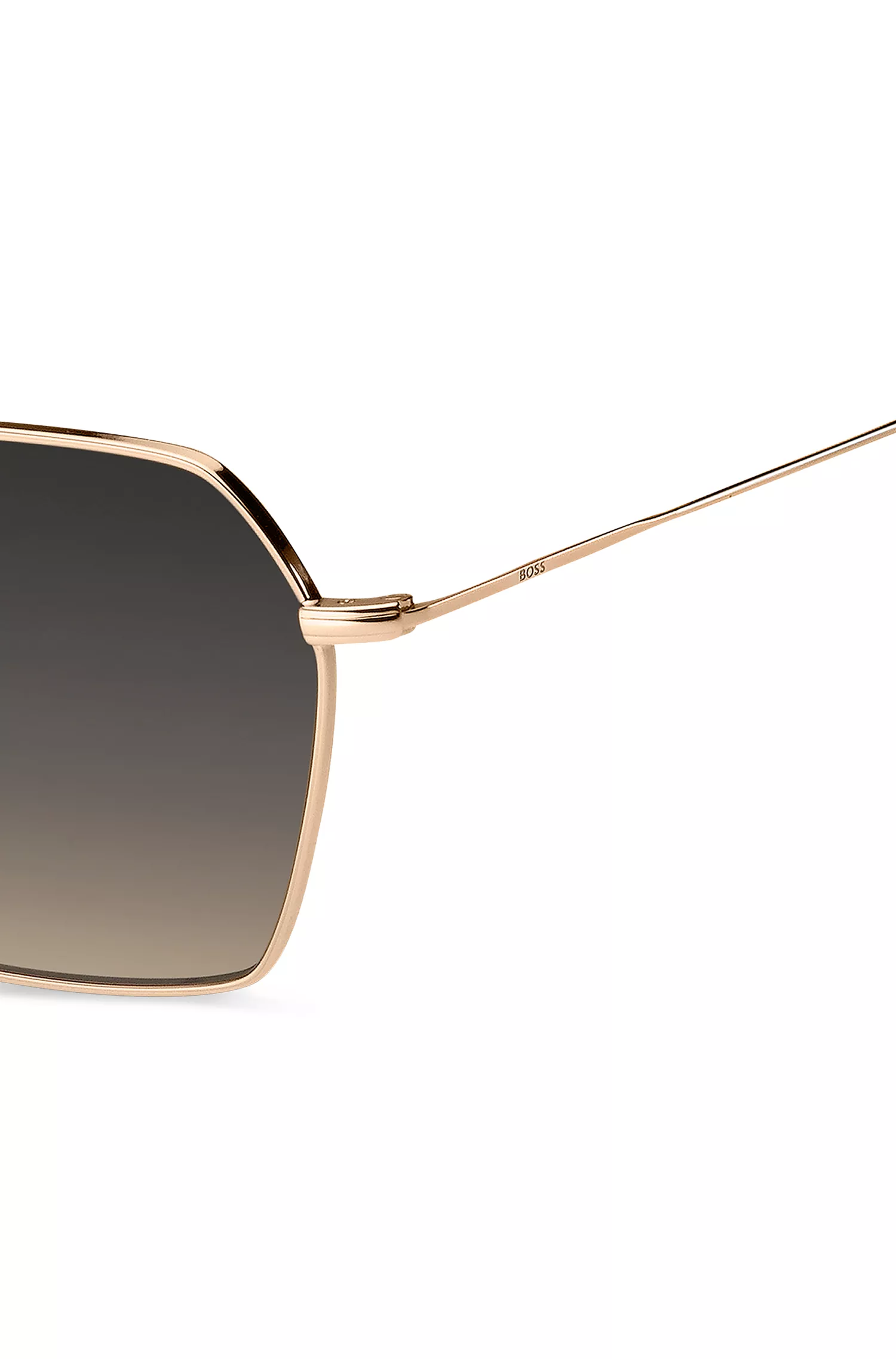 Óculos de sol BOSS Black-Steel com ponte dupla.