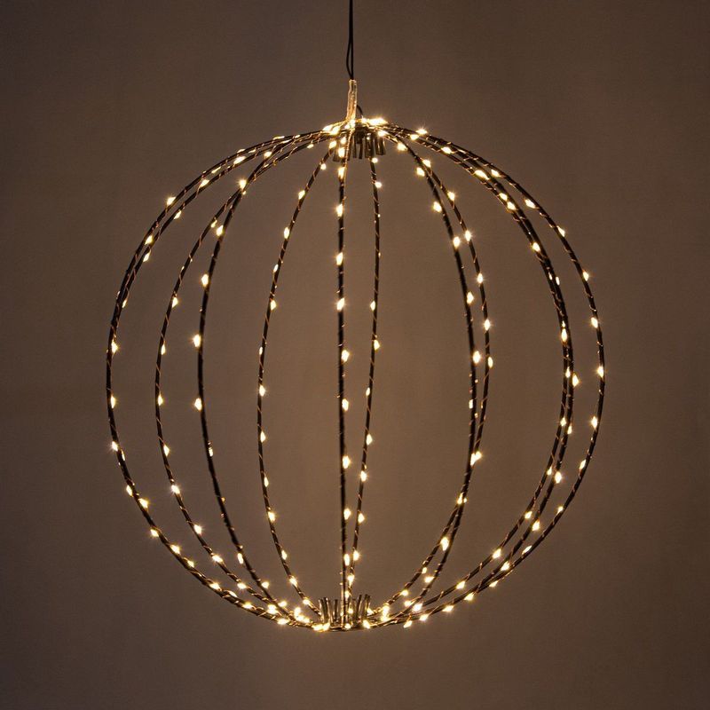 Anna's Collection - Metalen Bal Met Ledverlichting - Zwart - 40 cm - 192 Led Classic Warm