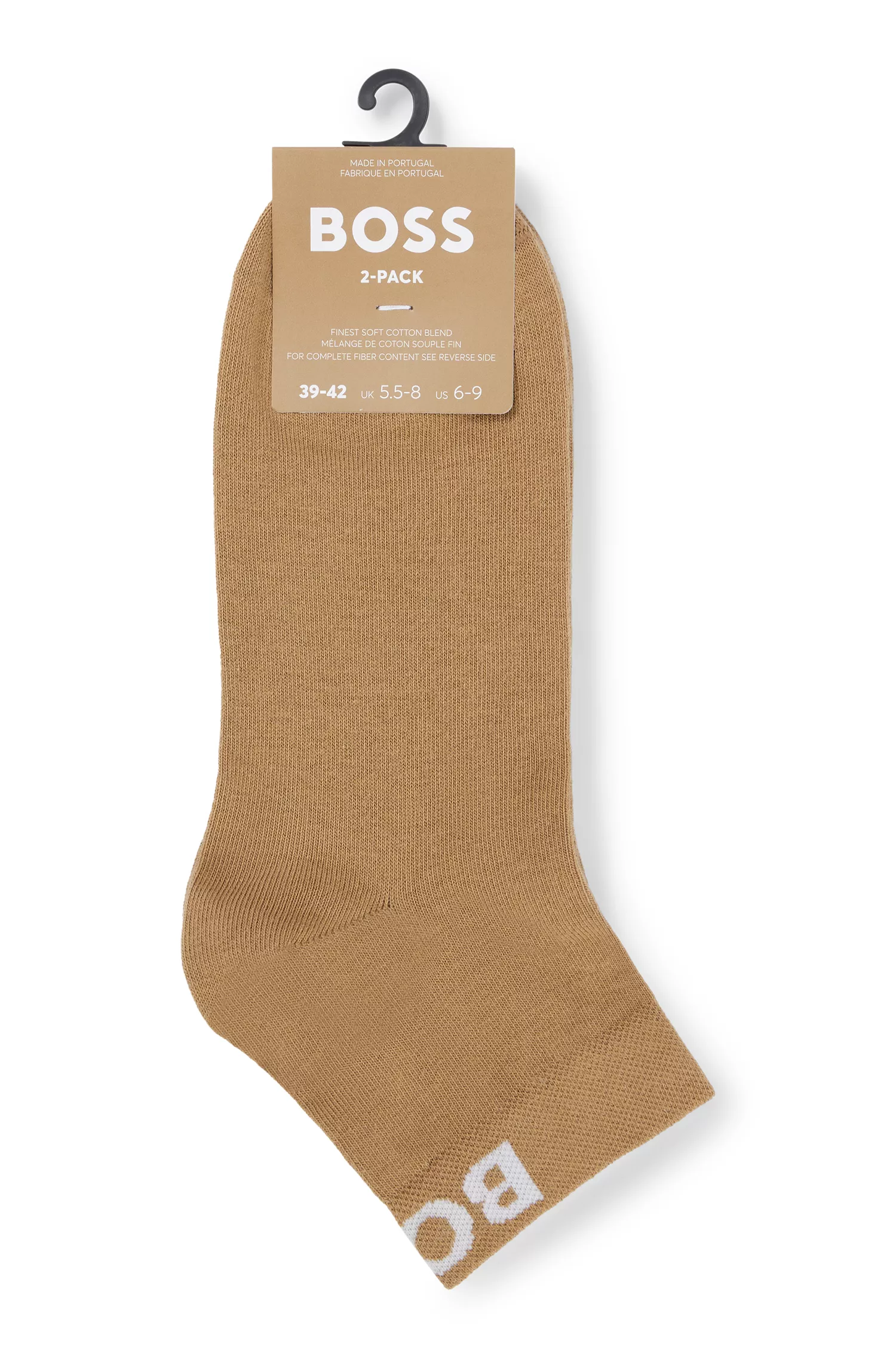 BOSS Black - Pacote com dois pares de meias cano curto com logotipos contrastantes.