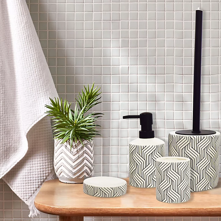 Distributeur de savon noir et blanc à motifs en porcelaine Urbain