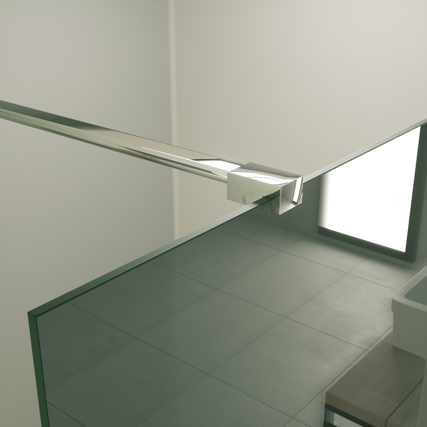 Mueller Slimline inloopdouche 100cm rookglas anti-kalk inclusief chroom profiel & stang