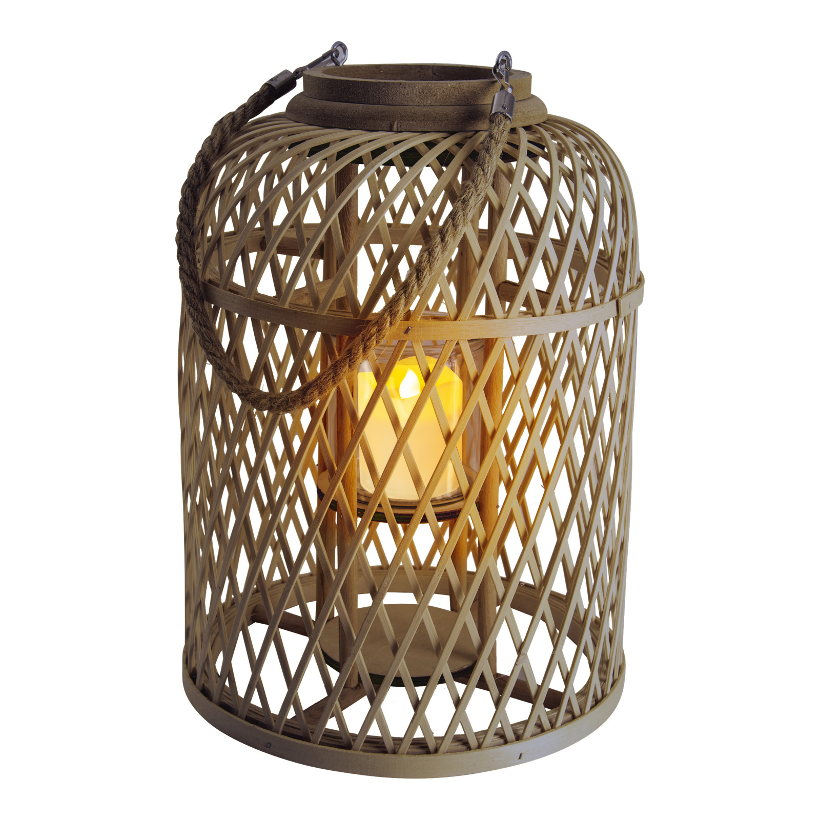Solar-LED-Leuchte - braun - bambus - 38 cm hoch