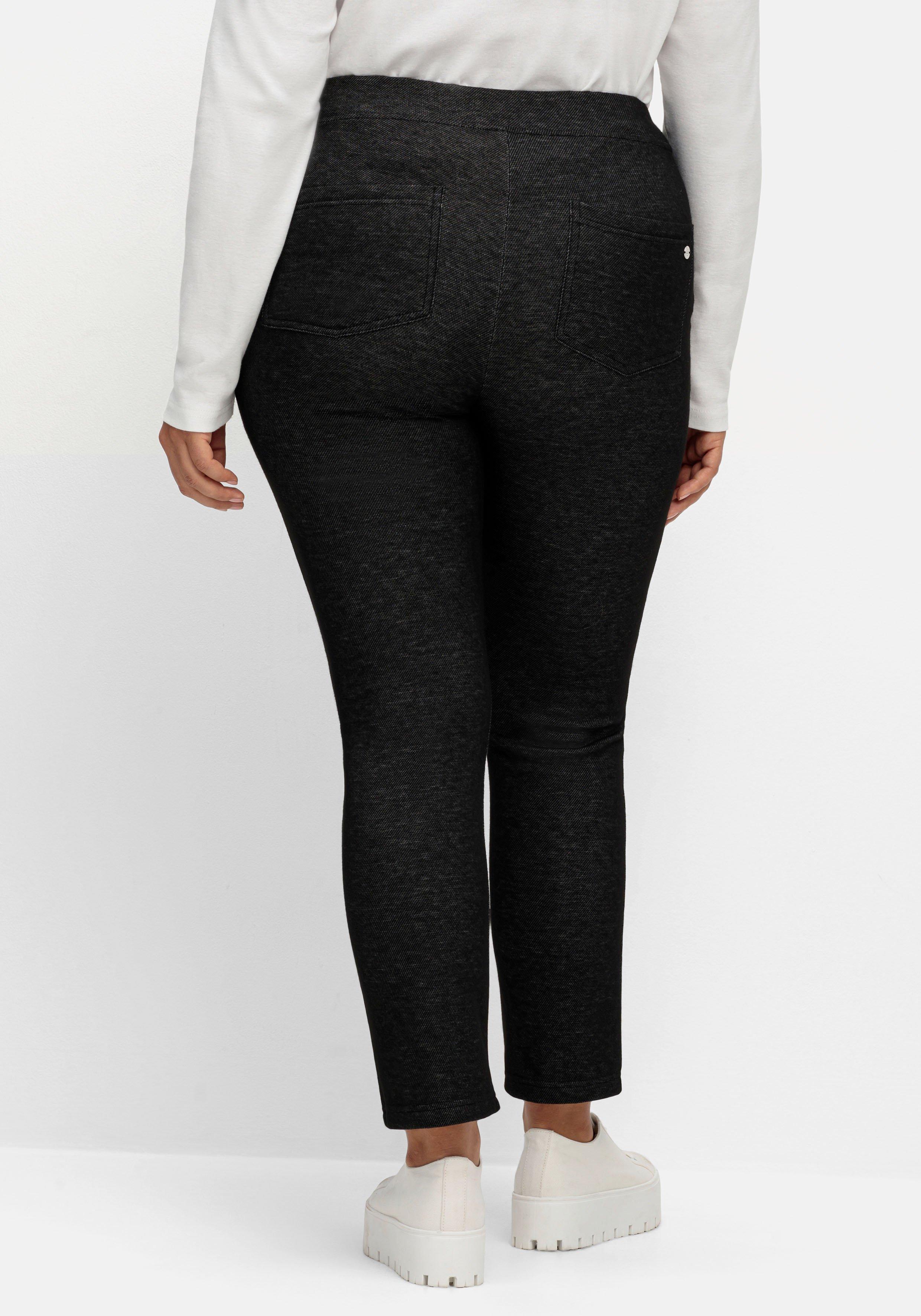 Kuschelige, melierte Leggings mit breitem Bund