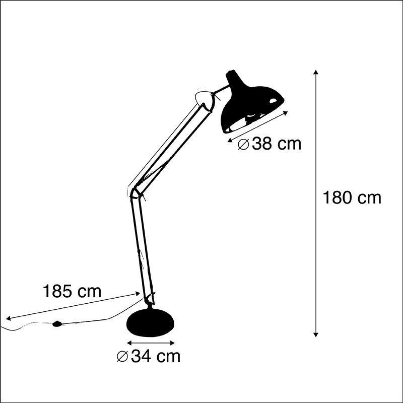 Smart vloerlamp zwart verstelbaar incl. Wifi A60 - Hobby