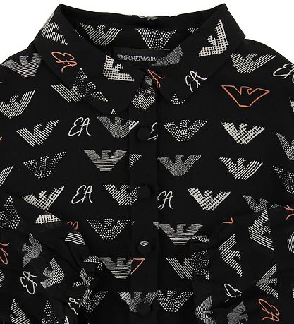 Emporio Armani Kleid - Viskose - Schwarz m. Allover Logo