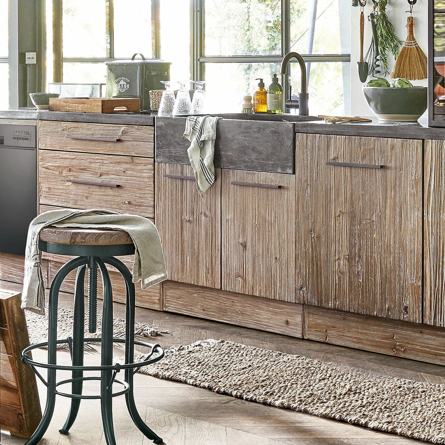 Spülenschrank Cambria schwarz/braun