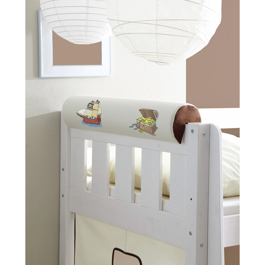 TICAA Kinder Nackenrolle für Hochbett mit Farbauswahl Pirat Braun-Beige