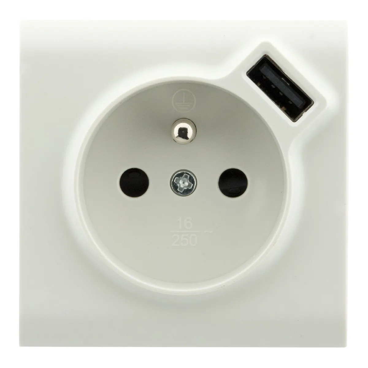 Zenitech Prise 2P+T et USB en saillie - Blanc