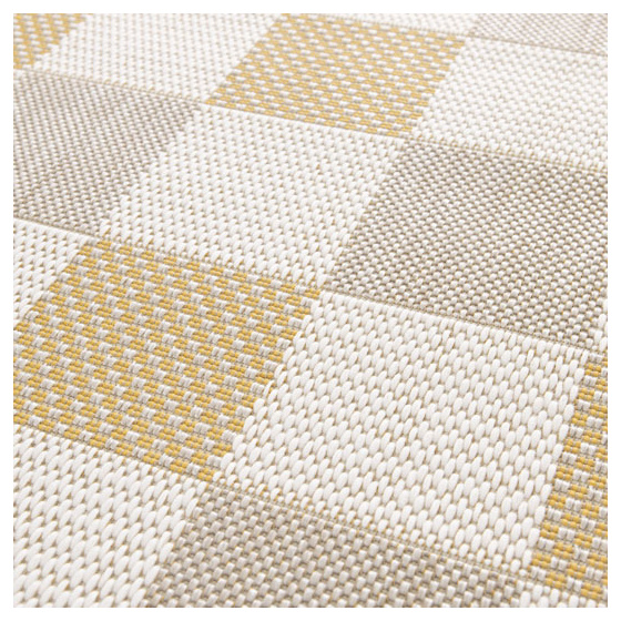 Tapis motif damier en matière recyclée - andy - beige et ocre - 160 x 230 cm