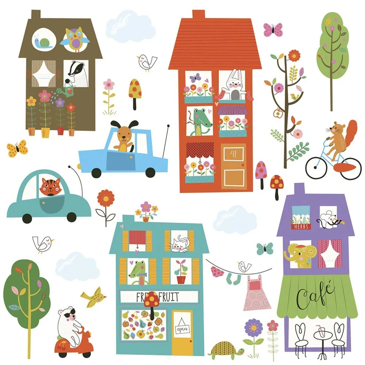 Thedecofactory Stickers Ville Multicolore