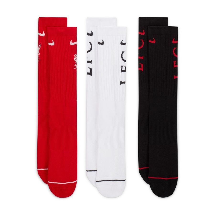 Liverpool Chaussures Chaussettes Everyday Pack de 3 - Rouge/Blanc/Noir
