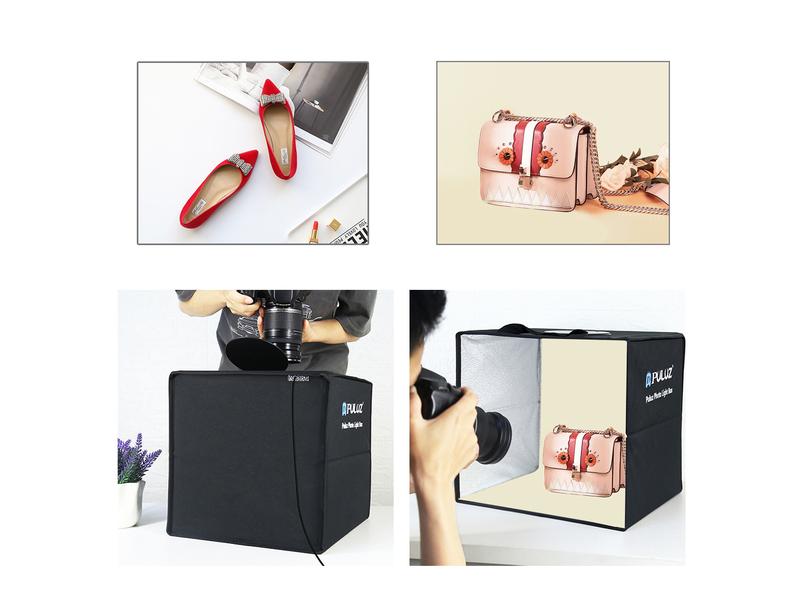 Puluz Aufnahmebox mit integrierter LED Beleuchtung Kompaktes Mini-Fotostudio mit integrierter LED-Beleuchtung