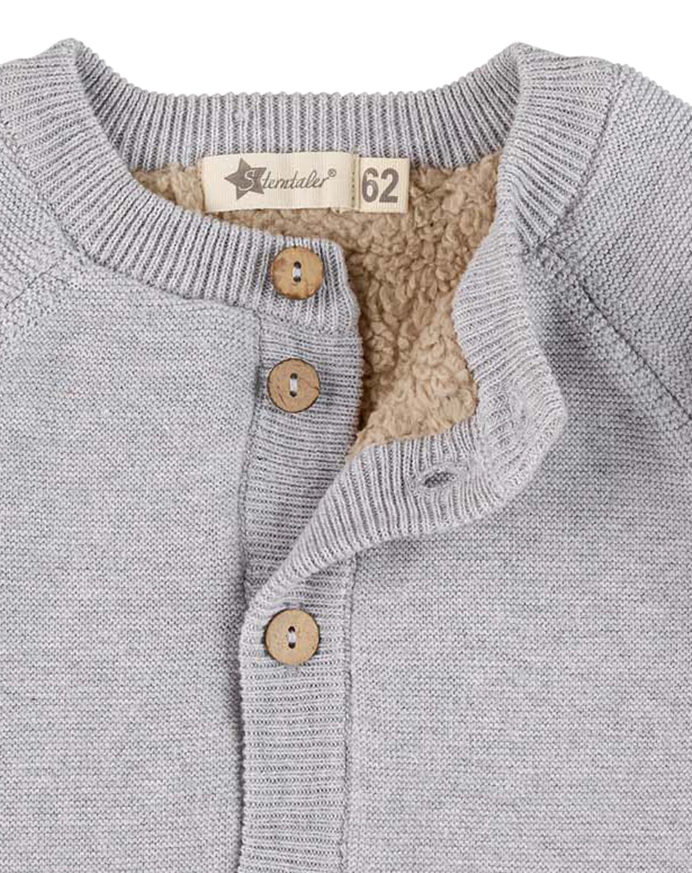 Strickjacke STERN gefüttert in hellgrau meliert