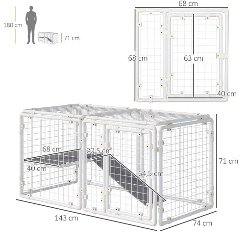 Parque para animais de estimação Pawhut com cerca de metal branco