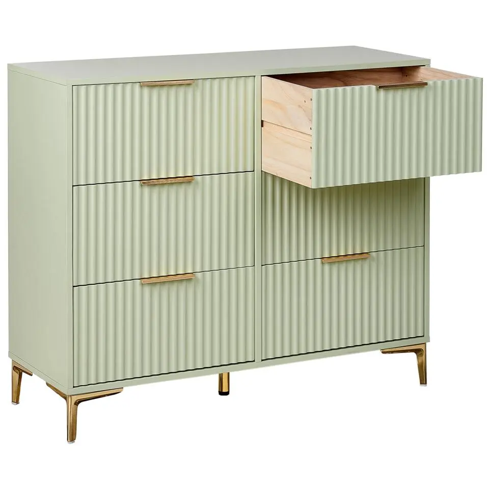 WALCOTT - Ladekast met 6 lades - Lichtgroen - MDF