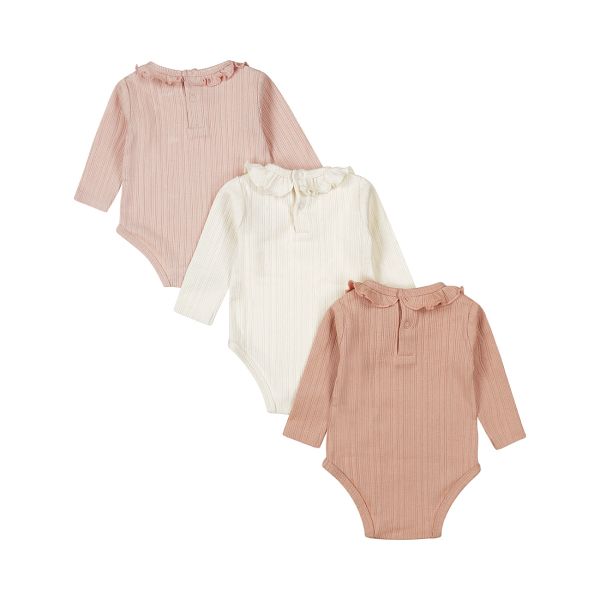 Dirkje Romper Lange Mouw Multi Colour Pink 3-Pack