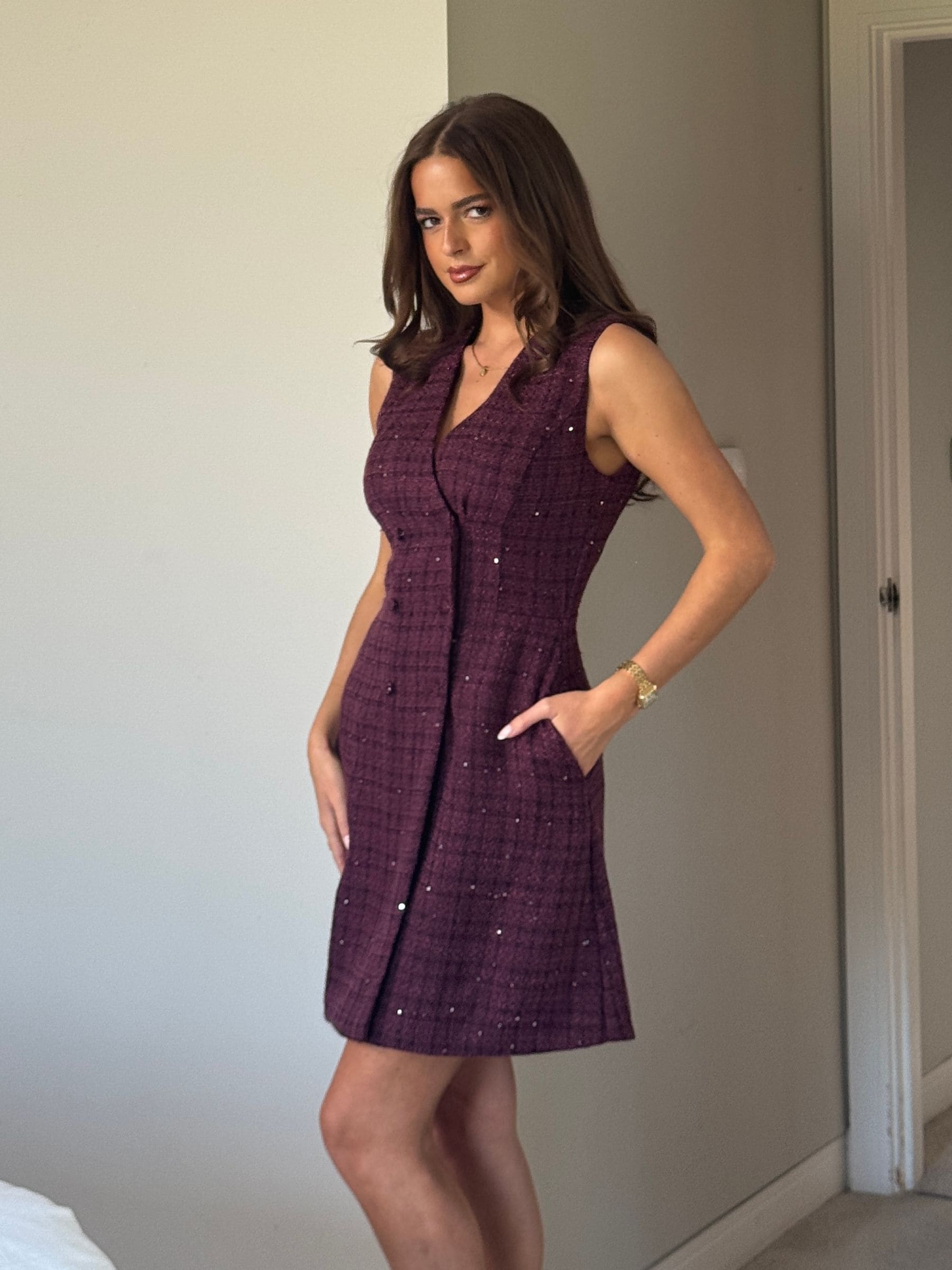 Girl In Mind Hazel Tailored Sequin Tweed Mini Dress